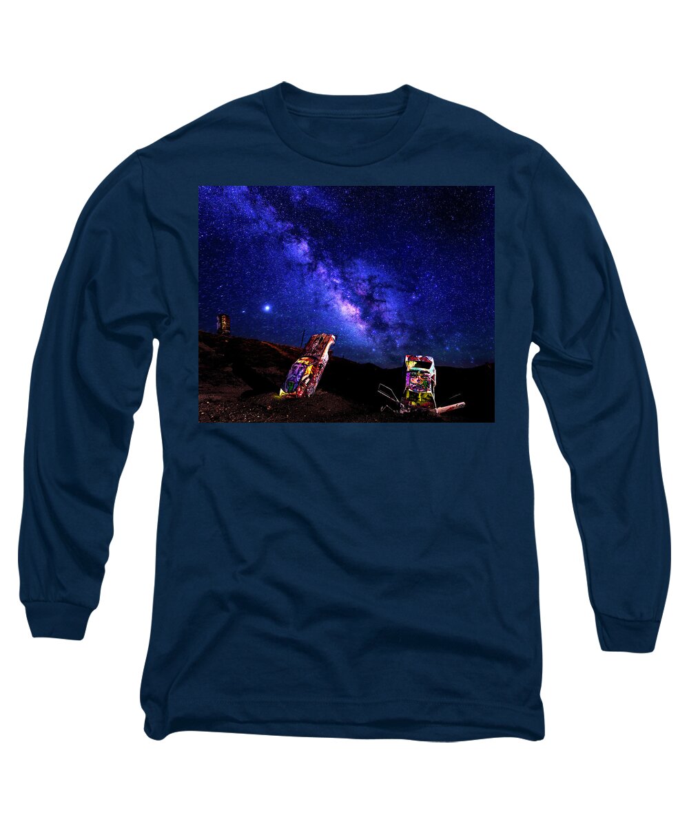 America Long Sleeve T-Shirt featuring the photograph Milky Way Over Mojave Graffiti 3 by James Sage