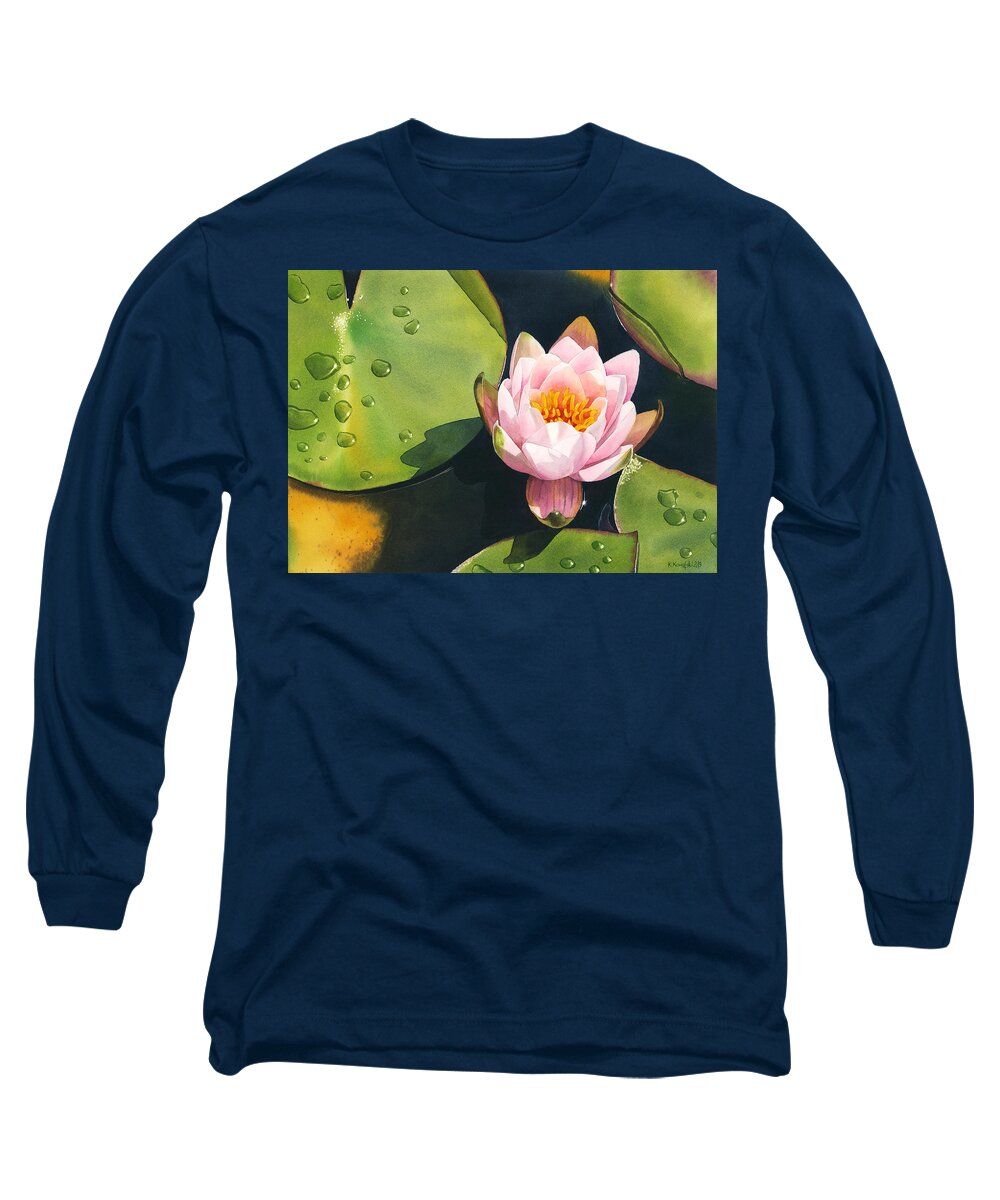 Water Lily Long Sleeve T-Shirt featuring the painting Morning Bliss by Espero Art
