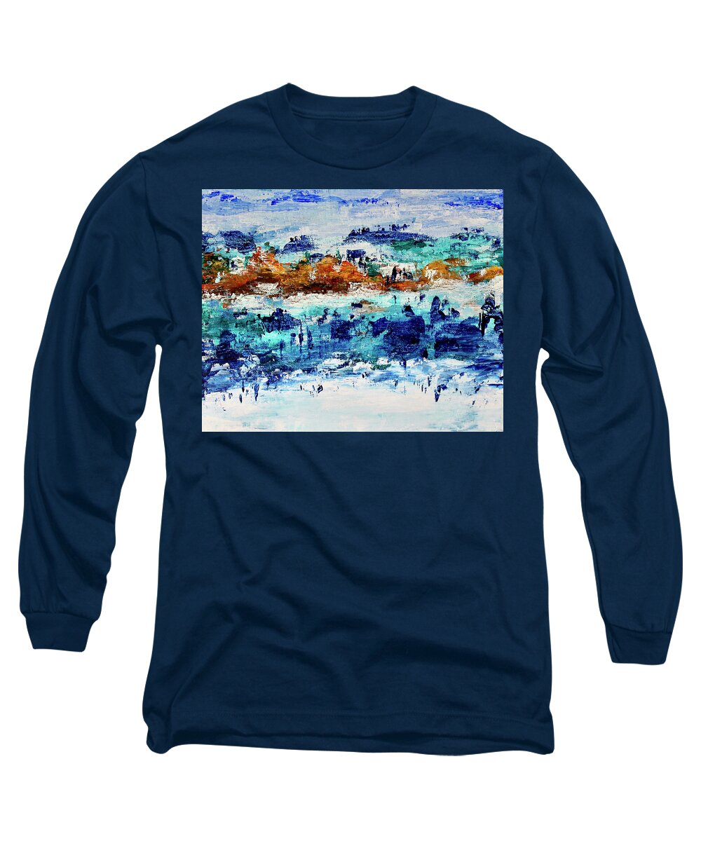 Mountains Long Sleeve T-Shirt featuring the painting Mountain Retreat by Teresa Moerer