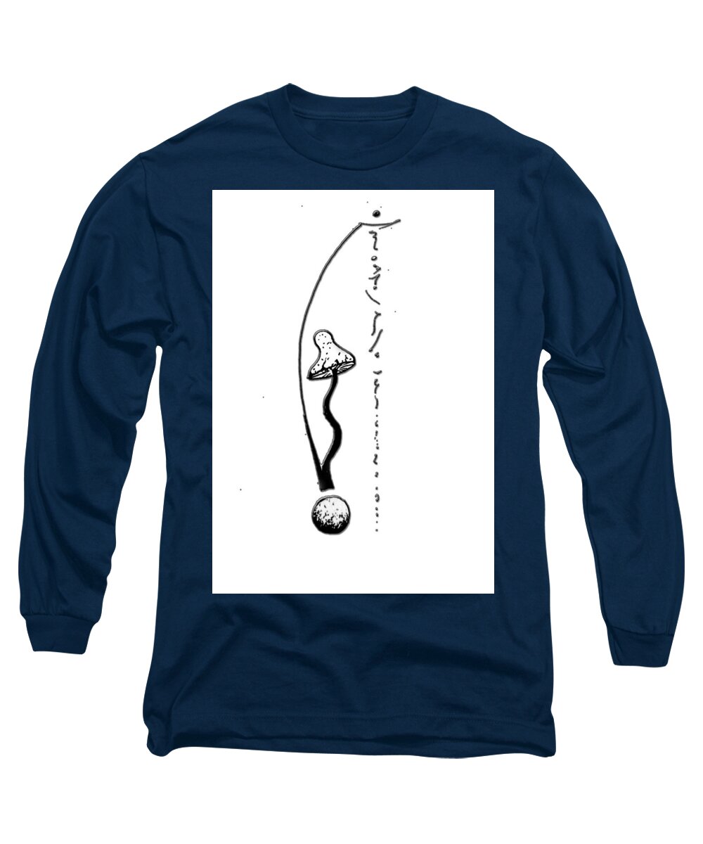  Long Sleeve T-Shirt featuring the drawing Mushroom Intelligence by Raymond Fernandez