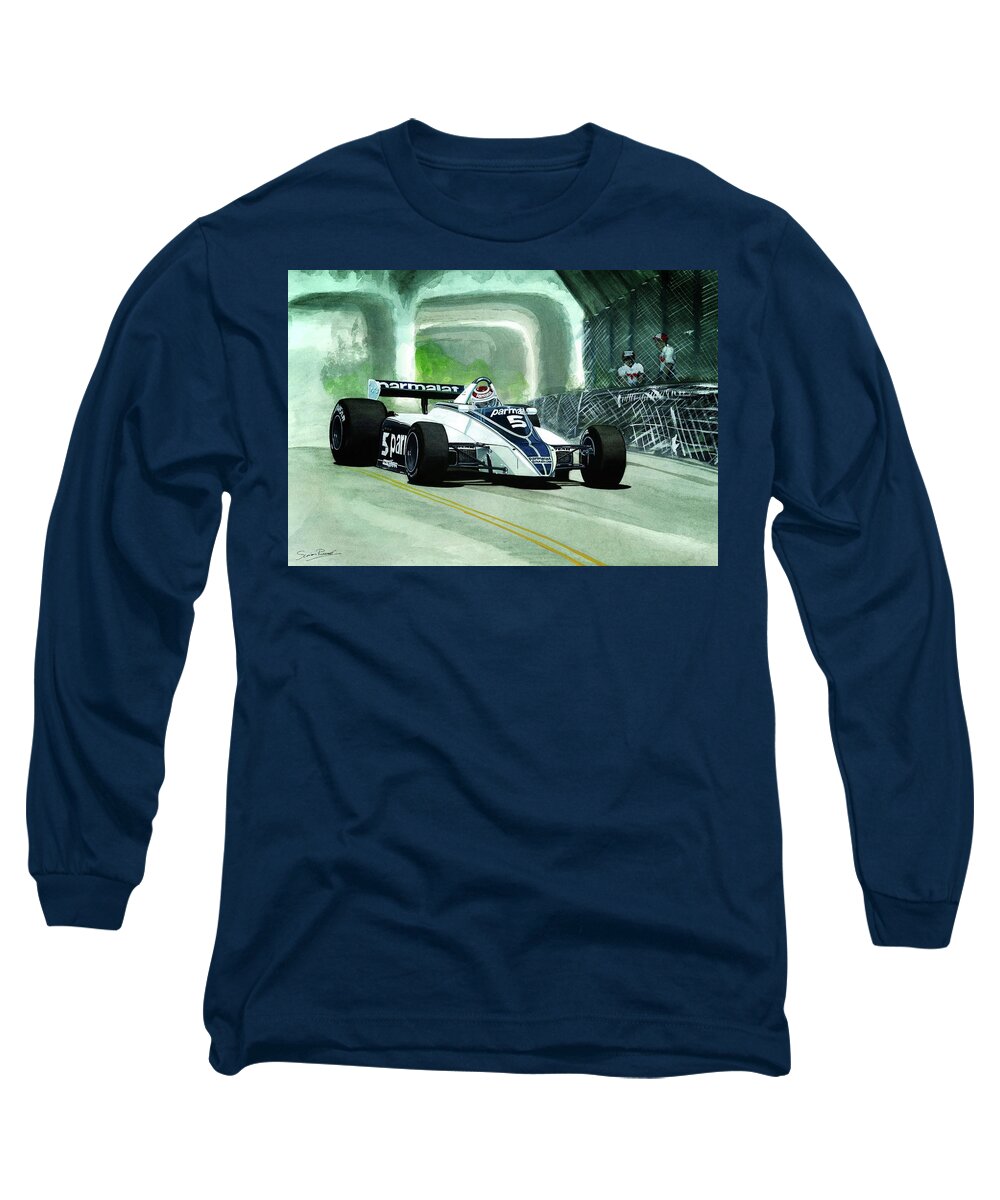 Nelson Long Sleeve T-Shirt featuring the painting Nelson at Long Beach by Simon Read