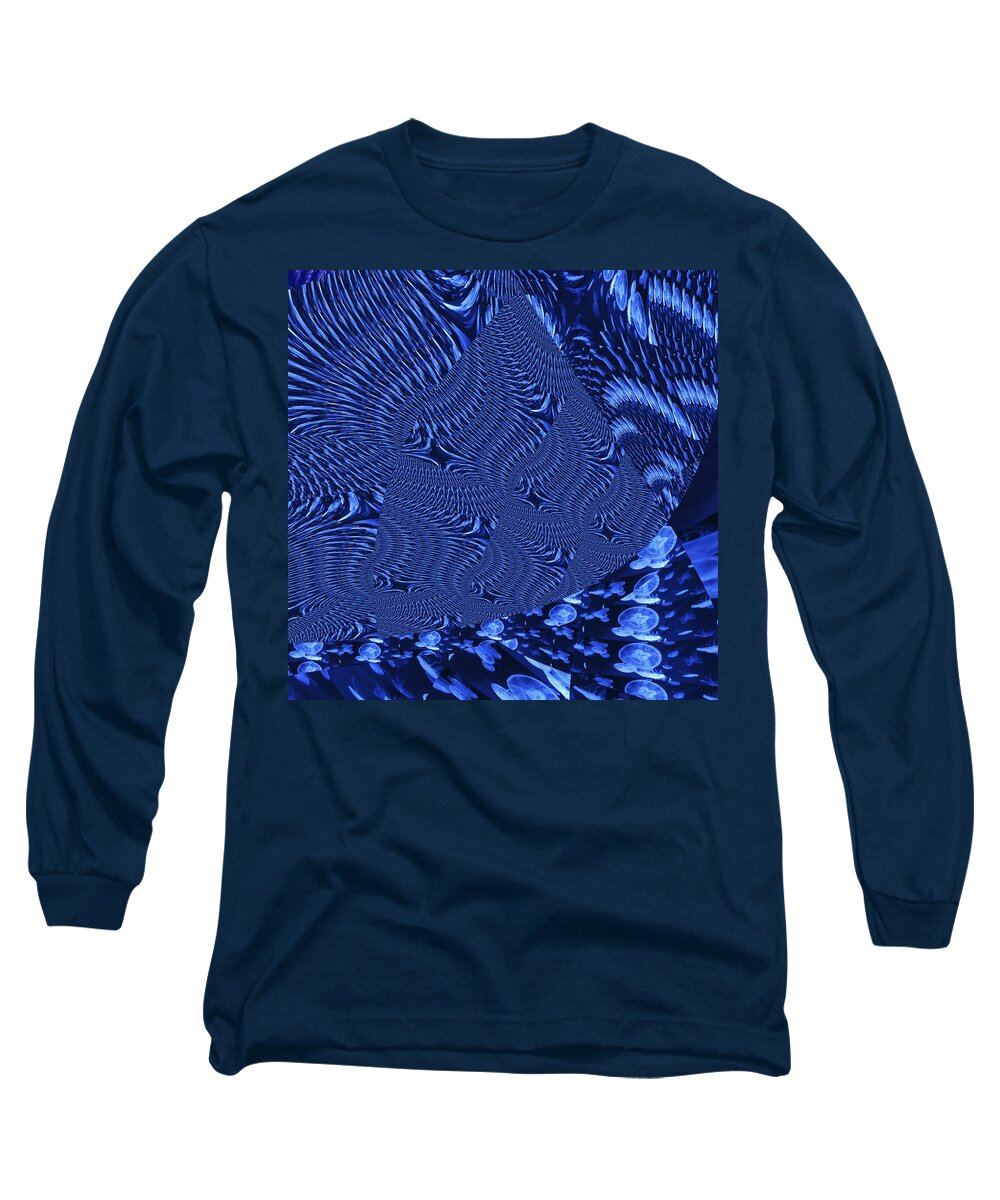 Fractal Long Sleeve T-Shirt featuring the mixed media Ocean Beauties by Stephane Poirier