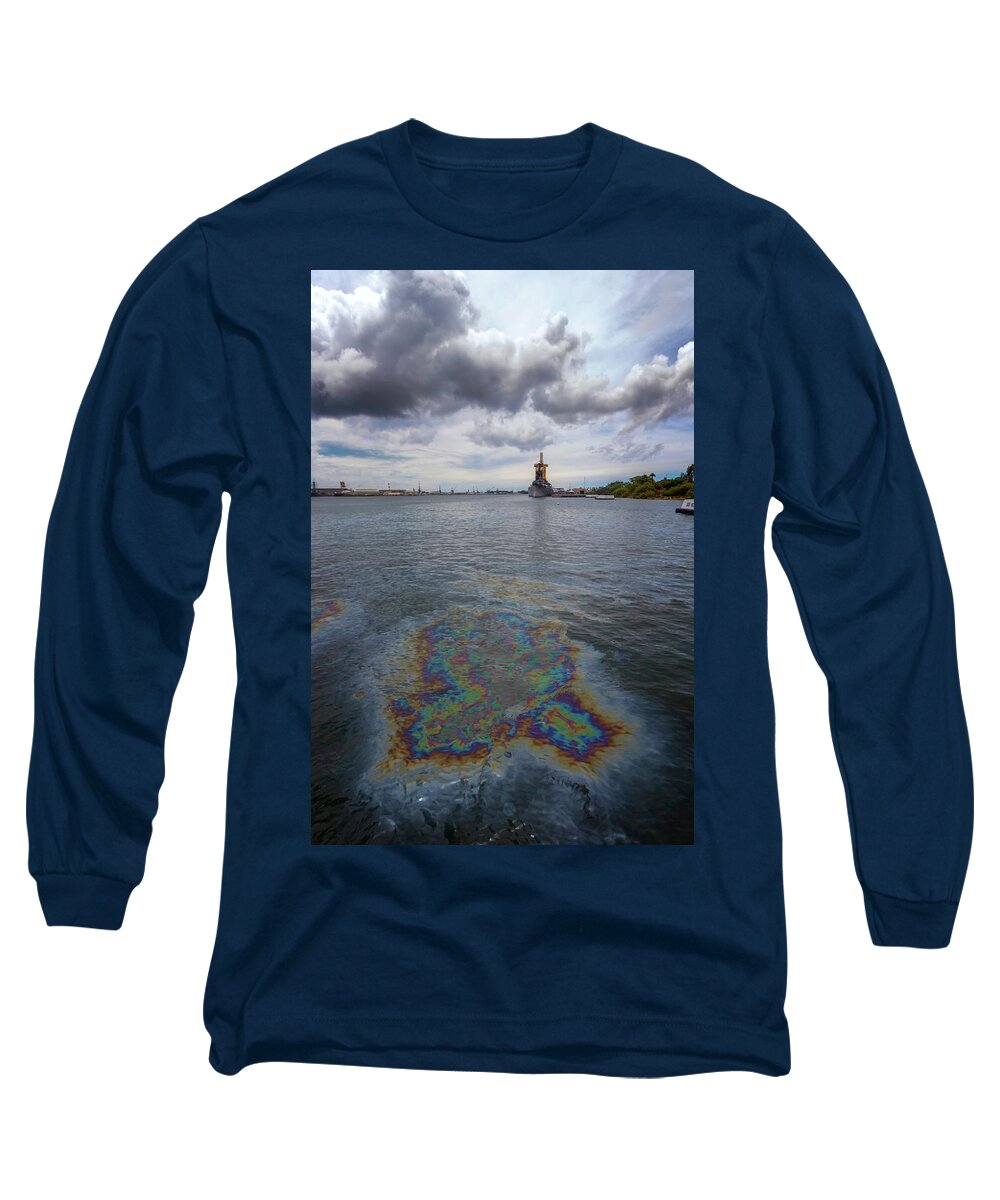 Uss Arizona Long Sleeve T-Shirt featuring the photograph Oil Rainbow by American Landscapes
