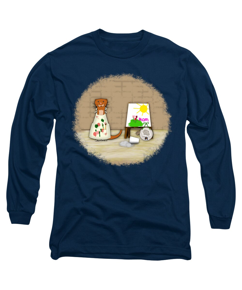Mothers Day Long Sleeve T-Shirt featuring the photograph Oliver The Otter Makes Mom a Gift by Colleen Cornelius