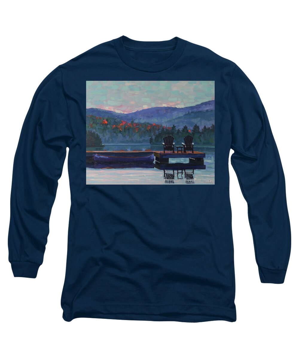 2656 Long Sleeve T-Shirt featuring the painting Oxtongue Morning Empty Chairs by Phil Chadwick