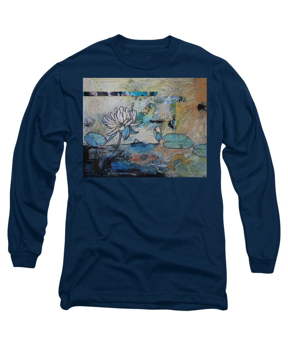  Long Sleeve T-Shirt featuring the painting Pond Life by Ruth Kamenev
