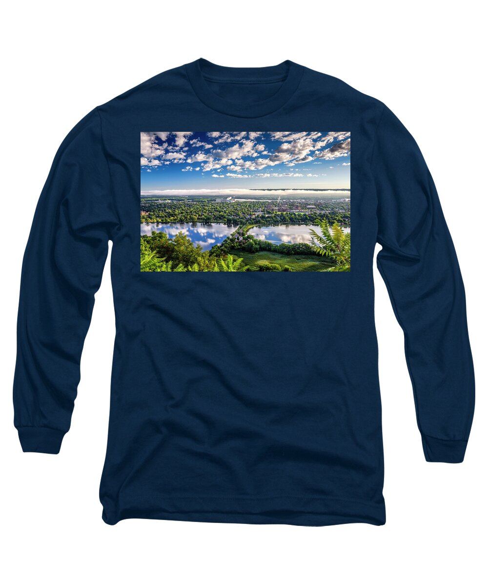 Landscape Long Sleeve T-Shirt featuring the photograph River fog at Winona by Al Mueller