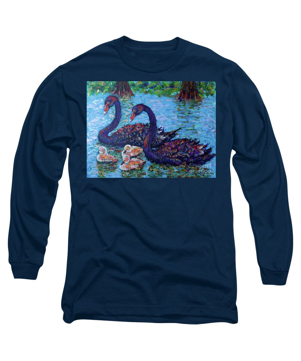  Long Sleeve T-Shirt featuring the painting Safeguarding Black Swans by Jyotika Shroff
