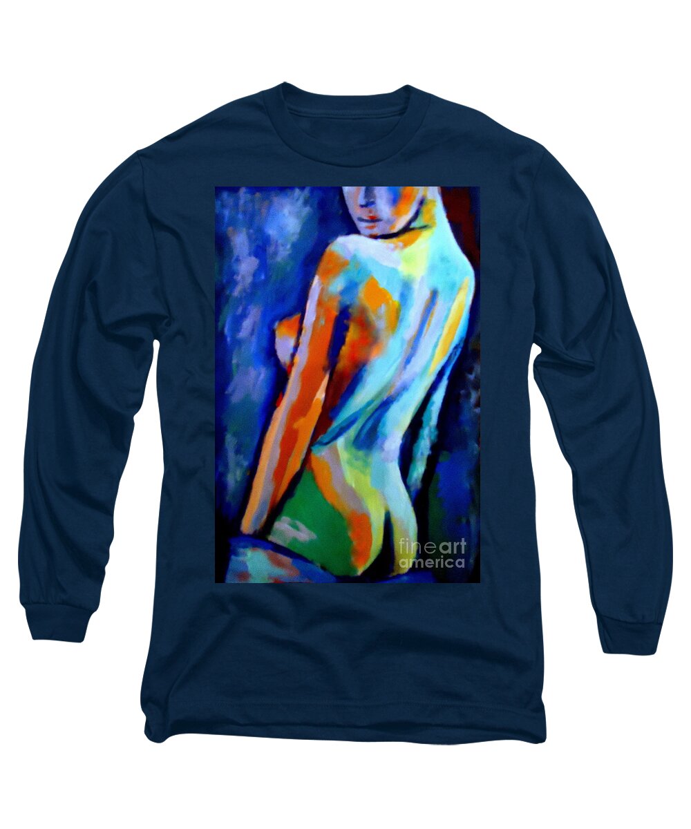 Abstract Nudes Long Sleeve T-Shirt featuring the painting Seduction by Helena Wierzbicki