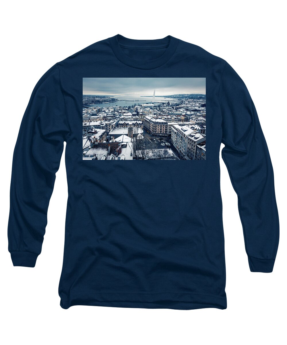 Outdoors Long Sleeve T-Shirt featuring the photograph Snowing in Geneva during Winter by Benoit Bruchez