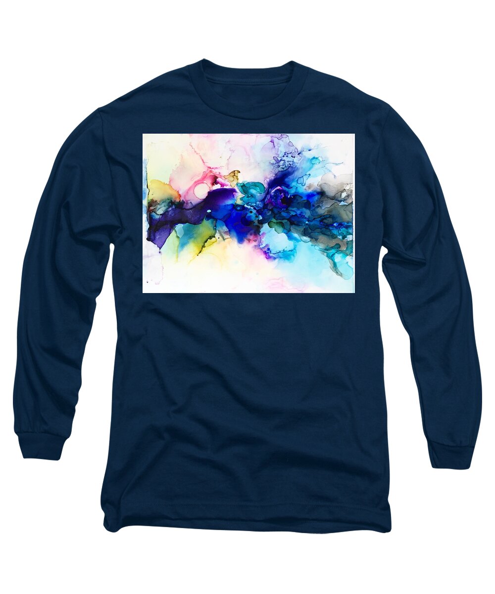 Abstract Long Sleeve T-Shirt featuring the painting Splash of color by Eric Fischer