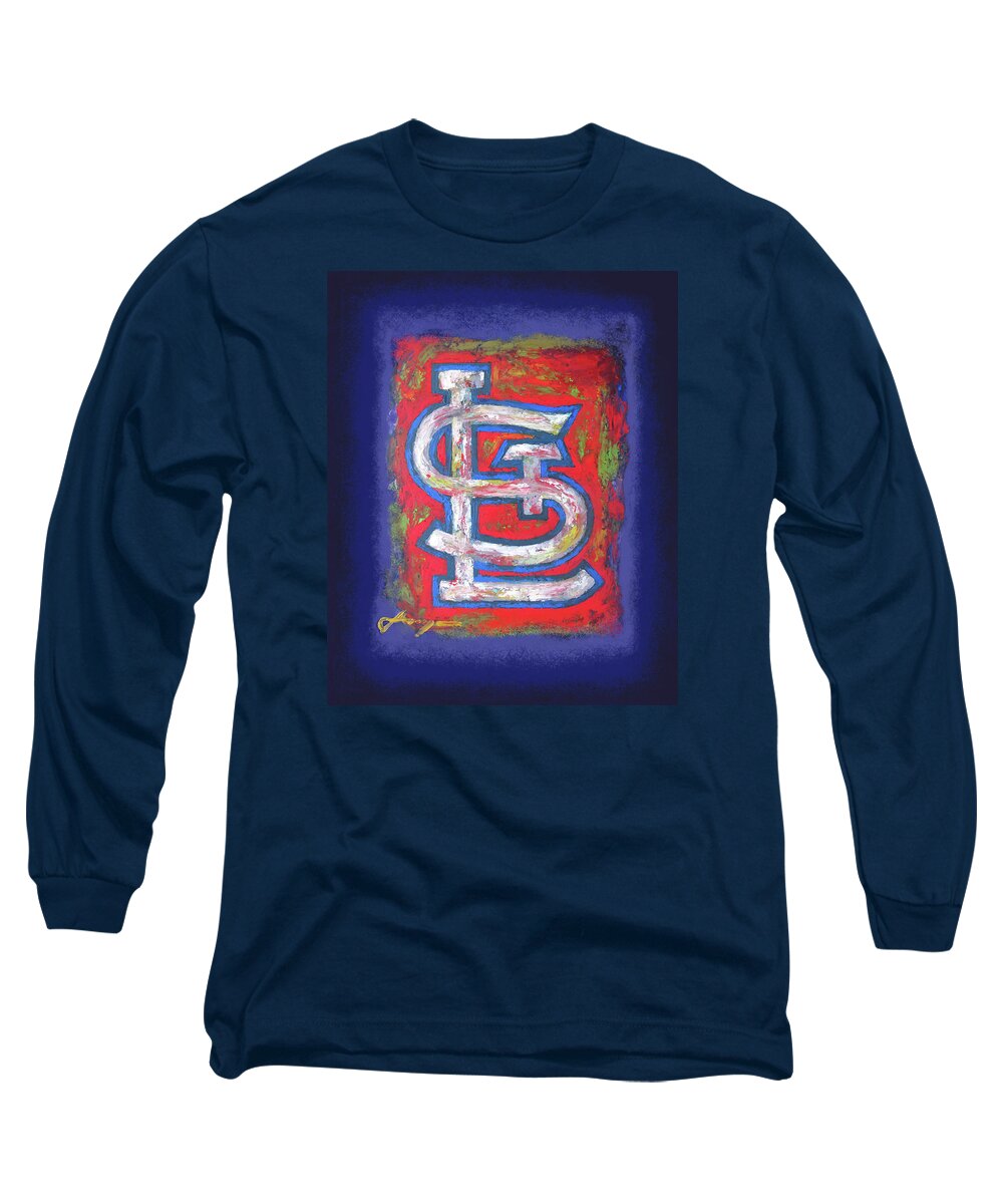 Baseball Long Sleeve T-Shirt featuring the painting St Louis Cardinals Baseball by Dan Haraga