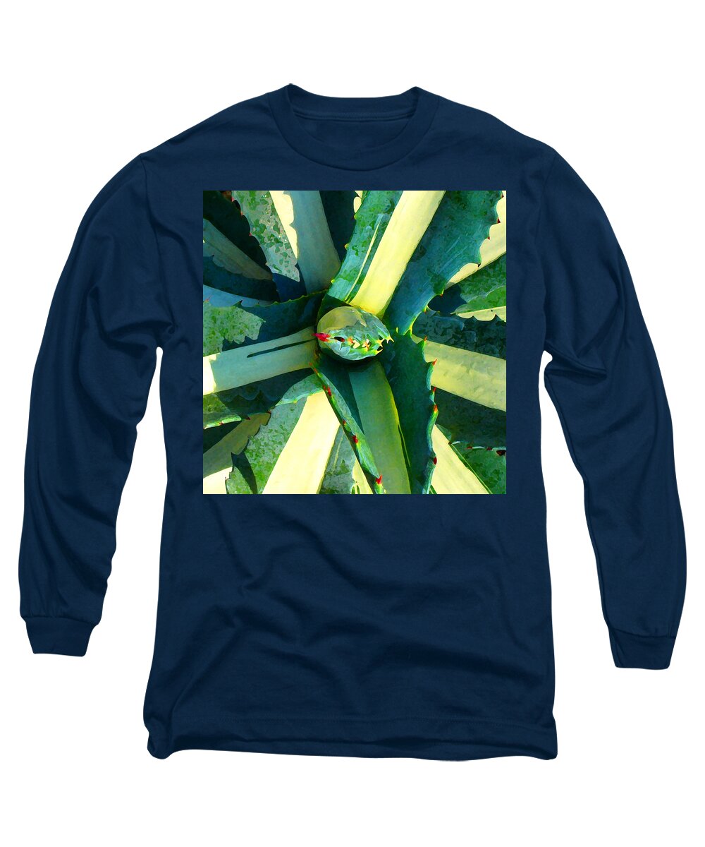 Succulent Long Sleeve T-Shirt featuring the photograph Succulent Square Close-Up 6 by Amy Vangsgard