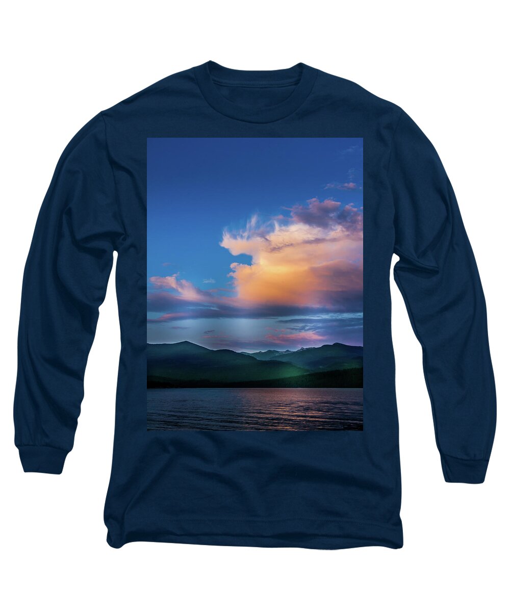 Hdr Long Sleeve T-Shirt featuring the photograph Sunset on Priest Lake by David Patterson