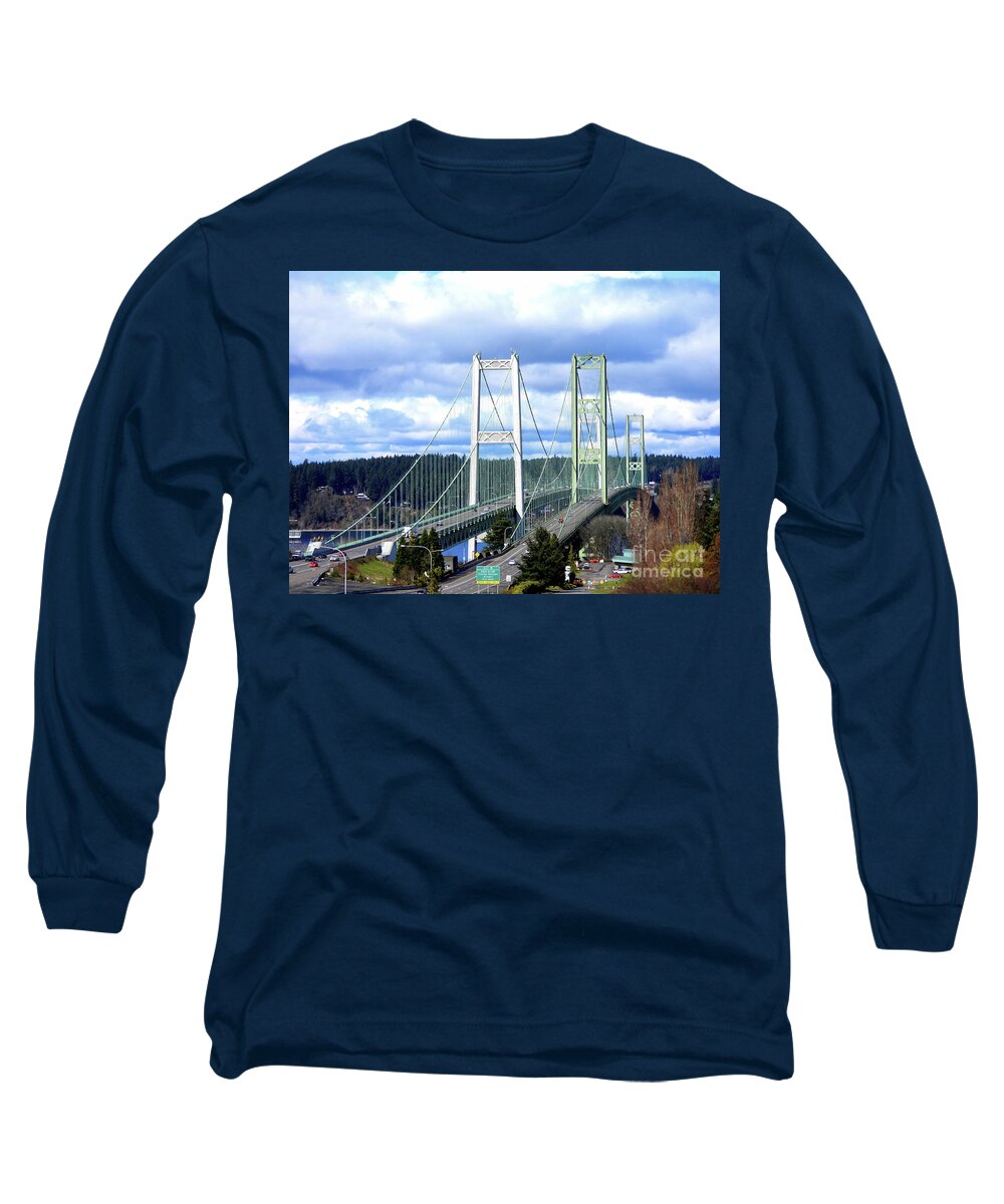 Tacoma Narrows Bridge Long Sleeve T-Shirt featuring the photograph Tacoma Narrows Bridge by Scott Cameron
