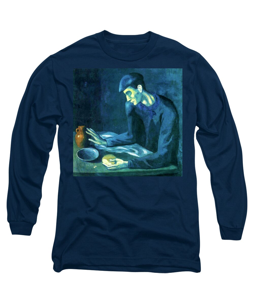 Pablo Picasso Long Sleeve T-Shirt featuring the painting The Blind Man's Meal by Pablo Picasso by Pablo Picasso