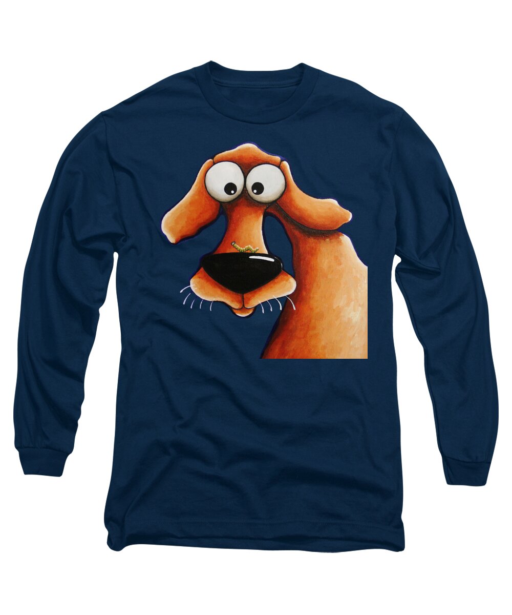 Dog Long Sleeve T-Shirt featuring the painting The dog and the caterpillar by Lucia Stewart