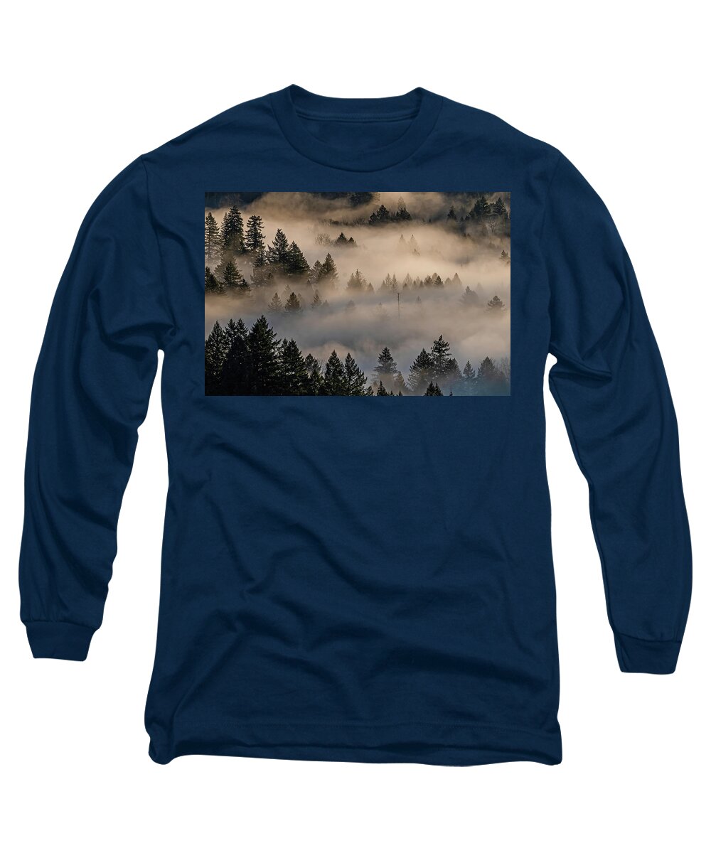 Fog Long Sleeve T-Shirt featuring the photograph The fog in the trees. by Ulrich Burkhalter
