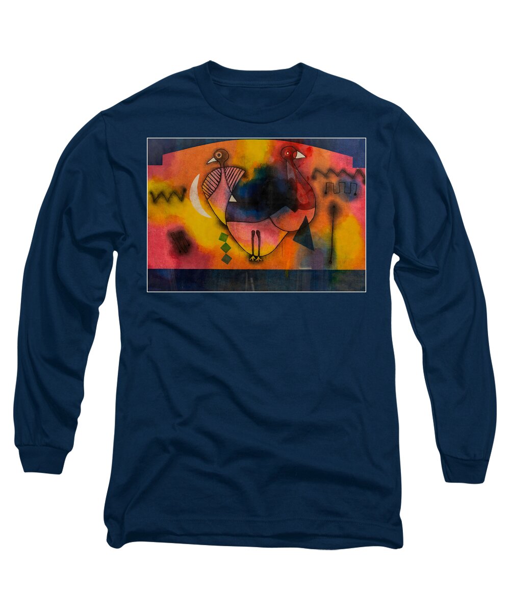 African Art. African Long Sleeve T-Shirt featuring the painting The Two Of Us by Winston Saoli 1950-1995