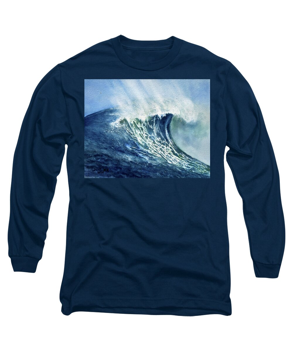 Ocean Long Sleeve T-Shirt featuring the painting The Wave by Wendy Keeney-Kennicutt