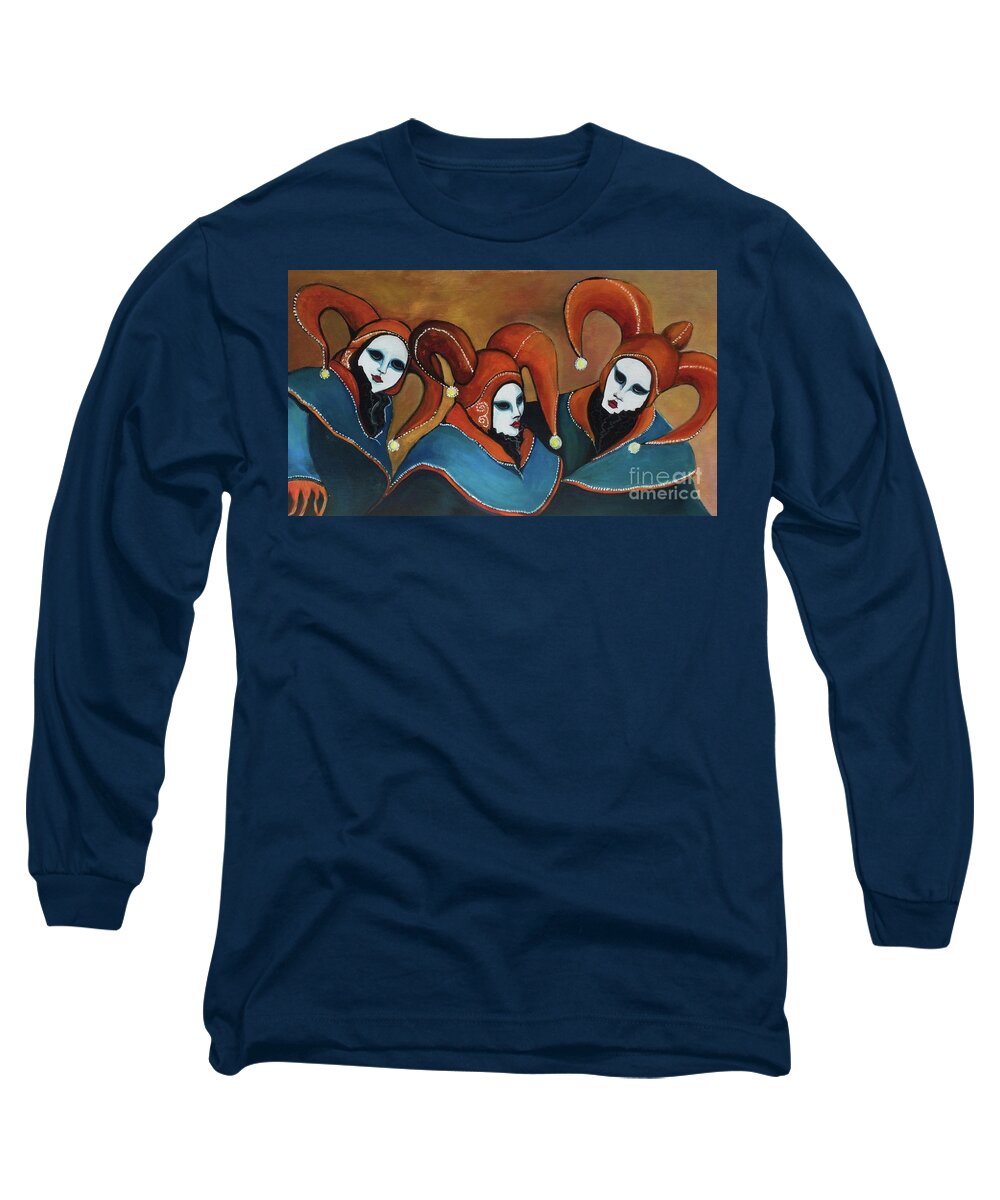 Venice Long Sleeve T-Shirt featuring the painting Venice carnaval by Lana Sylber