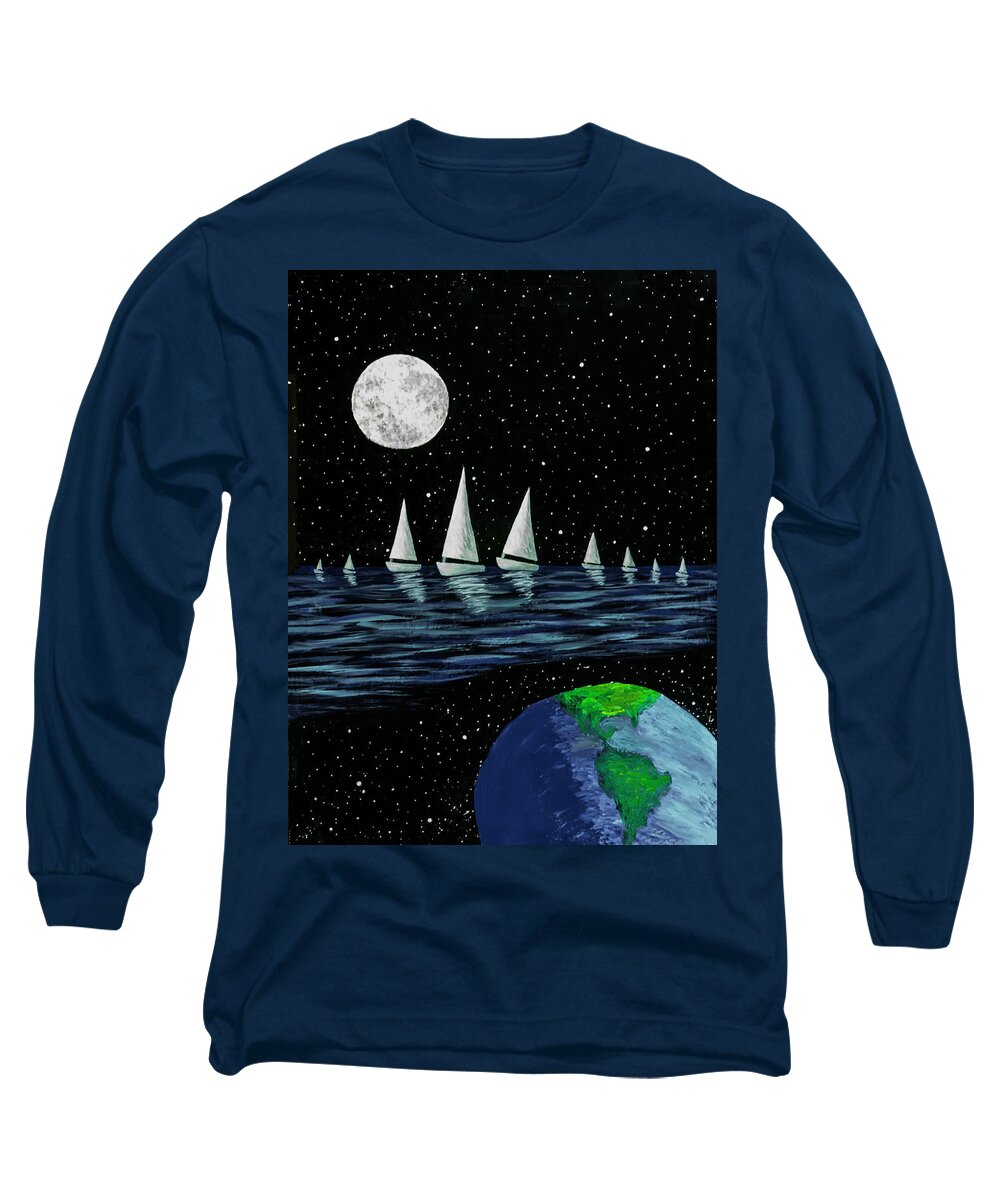 Surreal Long Sleeve T-Shirt featuring the painting Voyagers by JP McKim