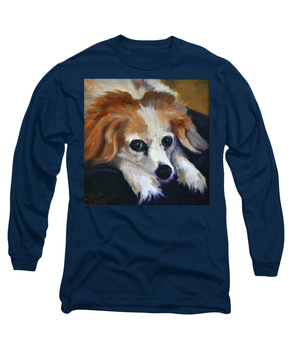 Dog Long Sleeve T-Shirt featuring the painting Waiting for Dinner by Alice Leggett