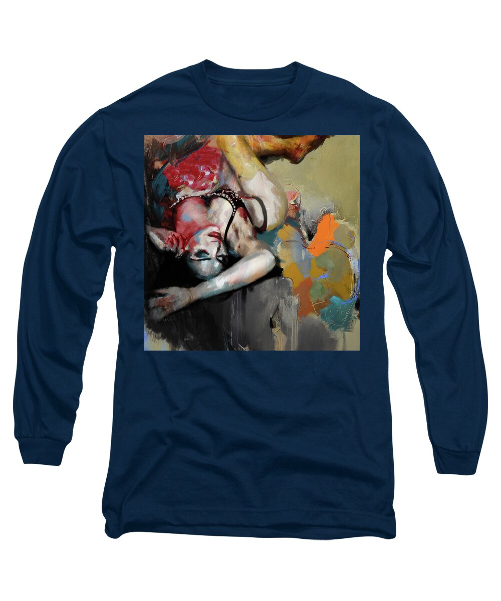  Long Sleeve T-Shirt featuring the painting Watch My Hand by Mahnoor Shah