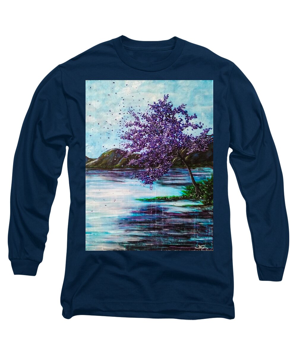 Landscape Long Sleeve T-Shirt featuring the painting Whispers of Wishes by Joel Tesch