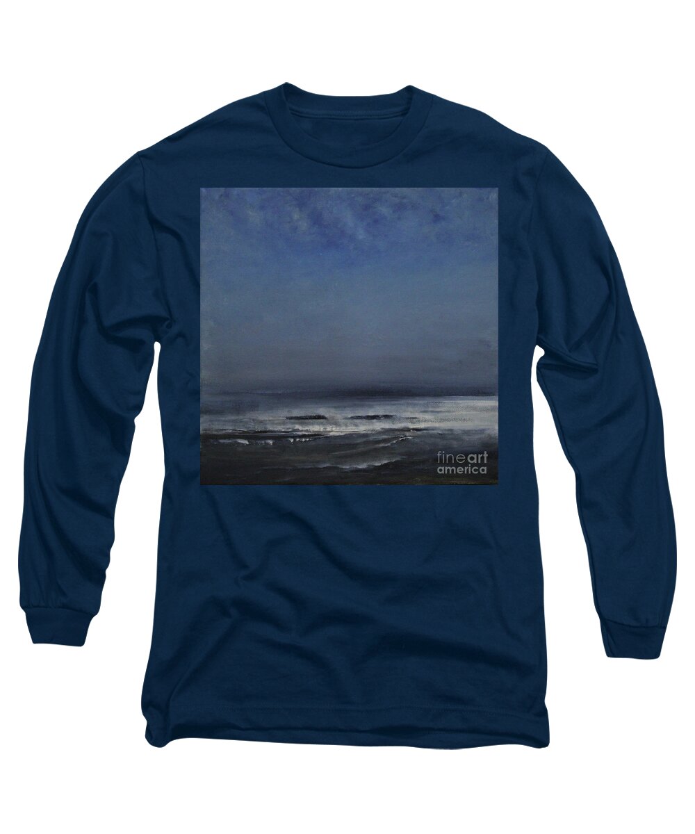Abstract Long Sleeve T-Shirt featuring the painting White Waves At Dusk by Jane See