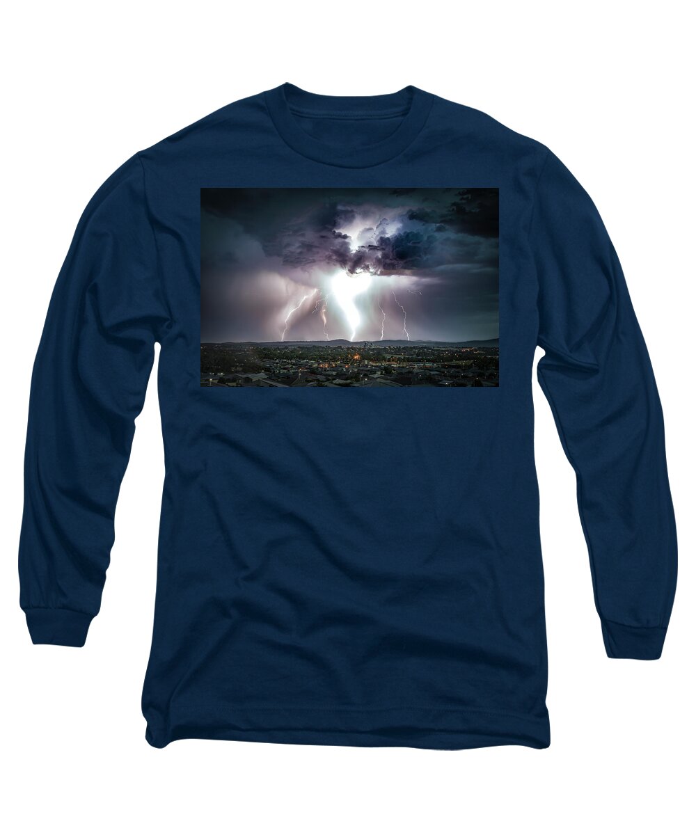 Lightning Long Sleeve T-Shirt featuring the photograph Strike From God by Ari Rex