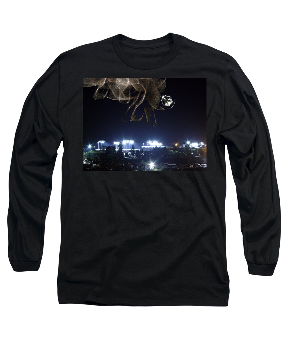 Chavez Ravine Long Sleeve T-Shirt featuring the photograph Fans from space by Guillermo Rodriguez
