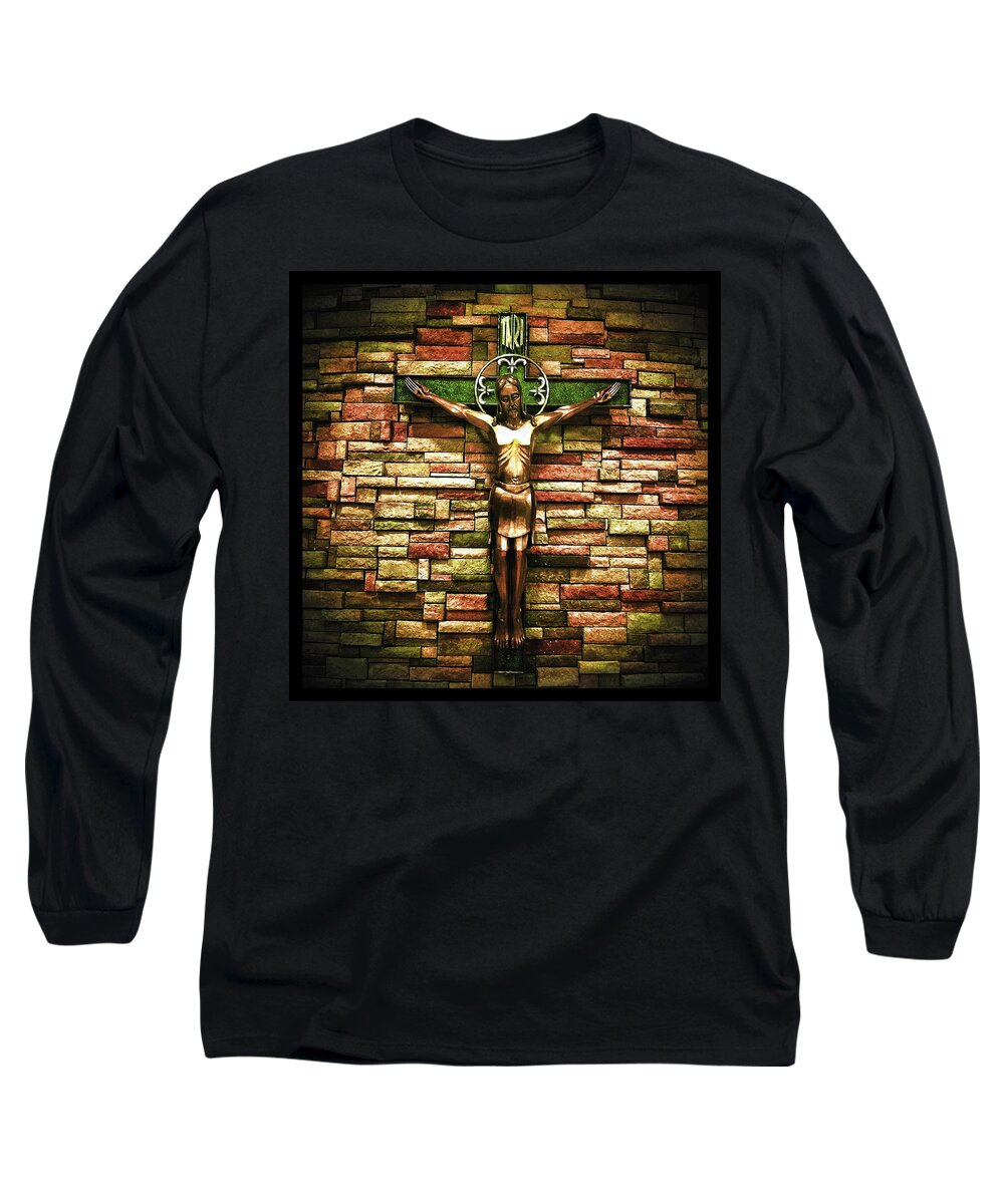 Church Long Sleeve T-Shirt featuring the photograph Jesus Is His Name black border by Al Harden