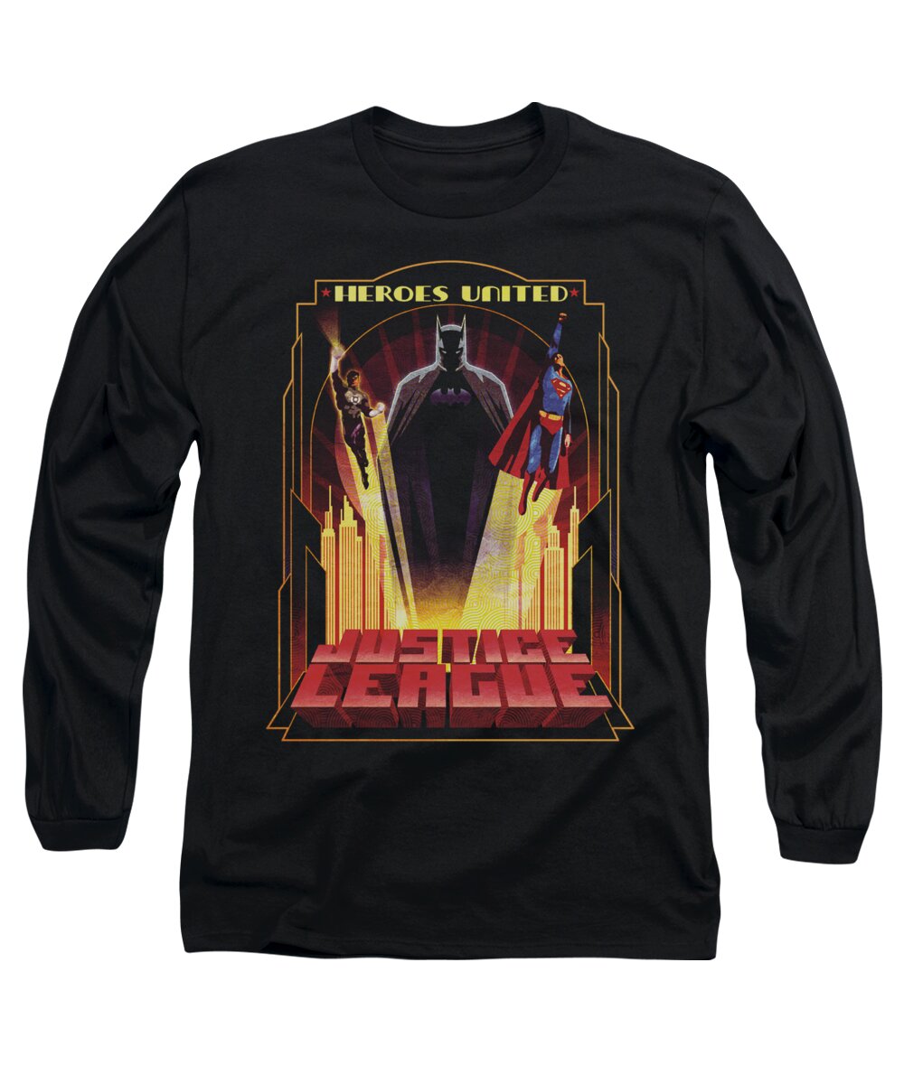 Justice League Of America Long Sleeve T-Shirt featuring the digital art Jla - Heroes United #1 by Brand A