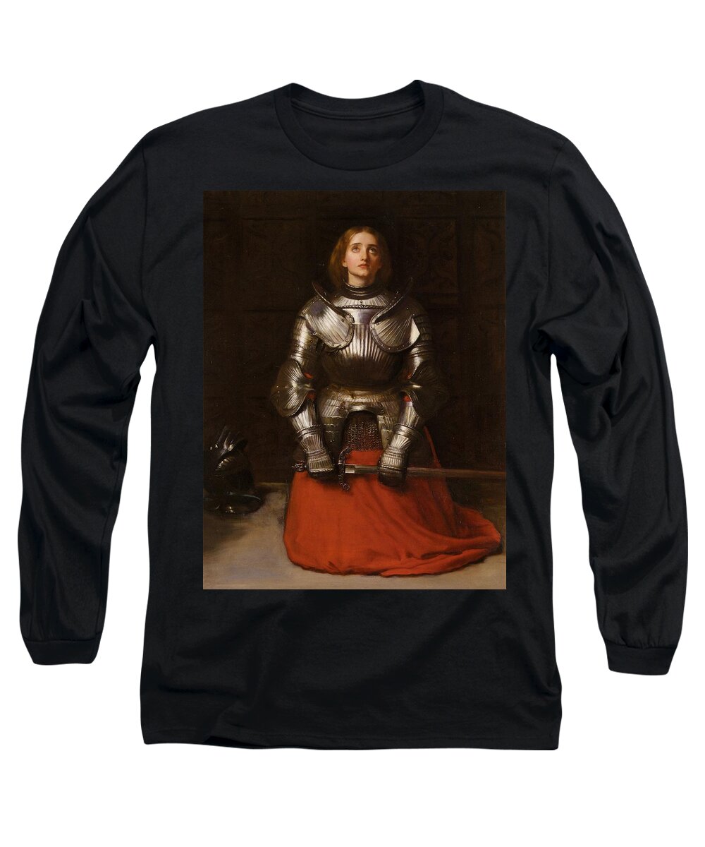 John Everett Millais Long Sleeve T-Shirt featuring the painting Joan of Arc #1 by John Everett Millais