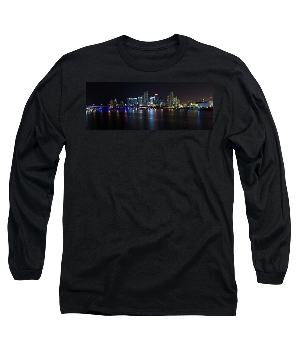 Architecture Long Sleeve T-Shirt featuring the photograph Miami Downtown Skyline by Raul Rodriguez