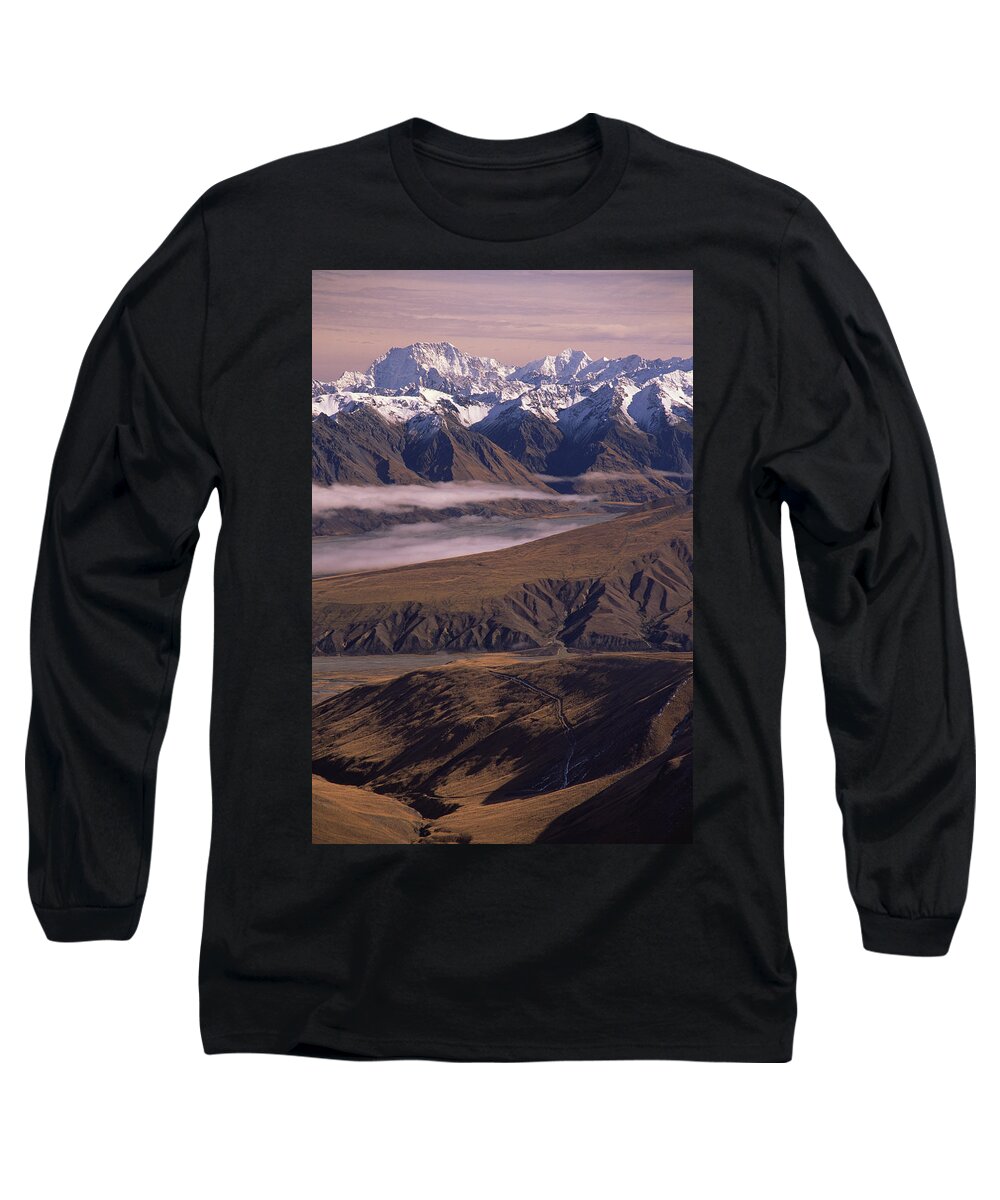 Feb0514 Long Sleeve T-Shirt featuring the photograph Mt Cook Godley And Mccauley Valleys #1 by Colin Monteath