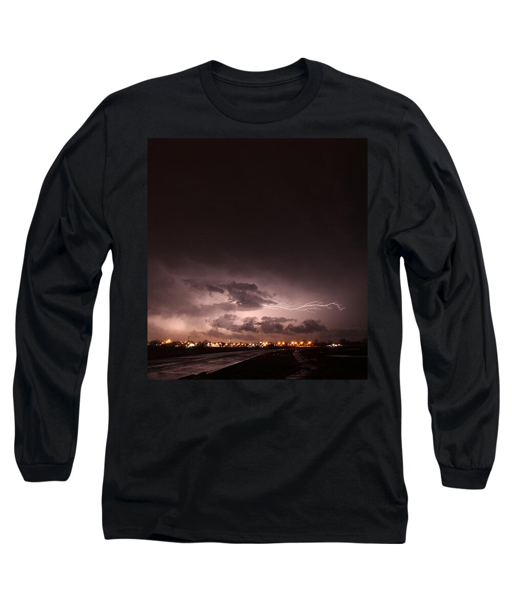 Stormscape Long Sleeve T-Shirt featuring the photograph Our 1st Severe Thunderstorms in South Central Nebraska #16 by NebraskaSC