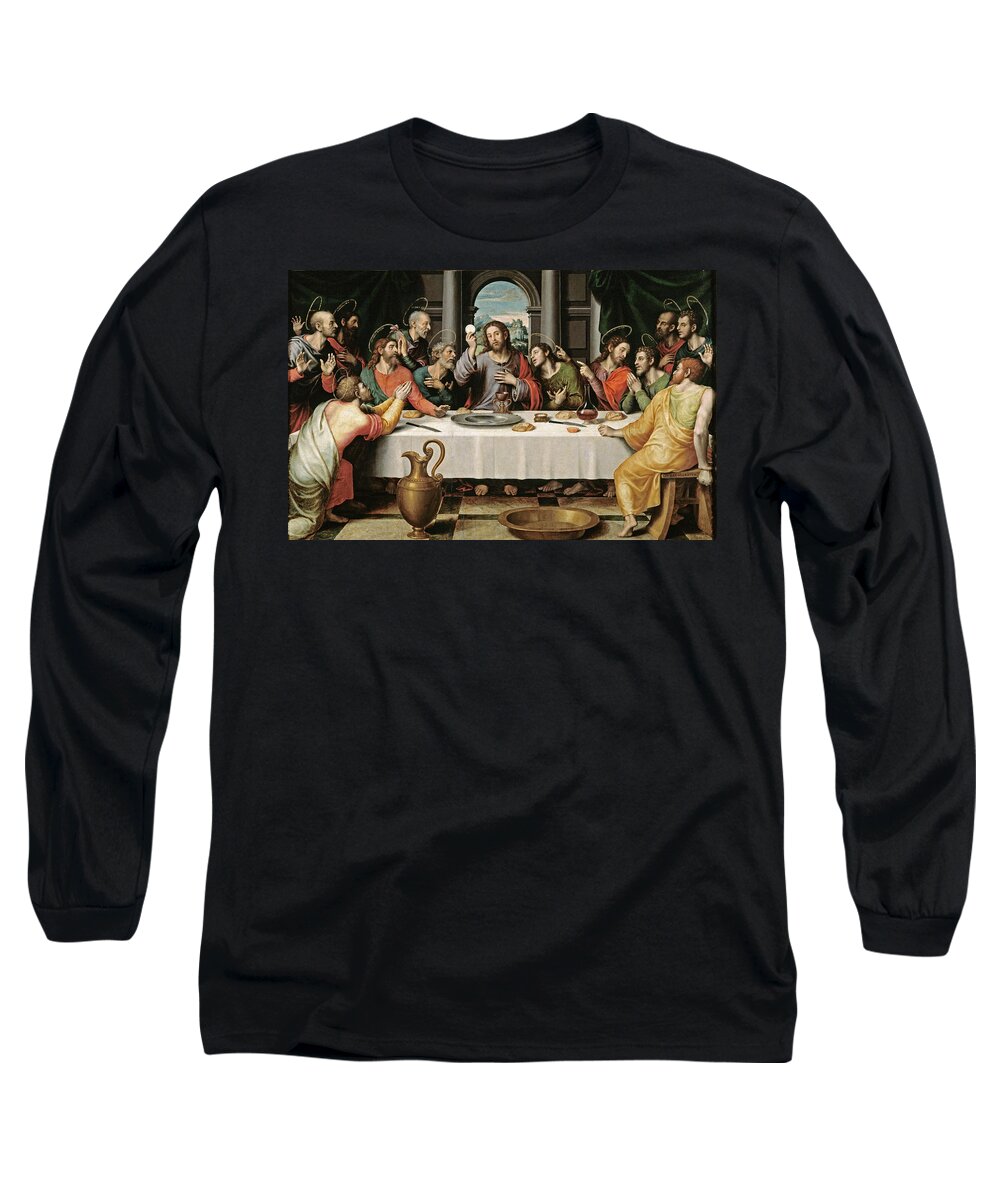 Juan De Juanes Long Sleeve T-Shirt featuring the painting The Last Supper #3 by Juan de Juanes
