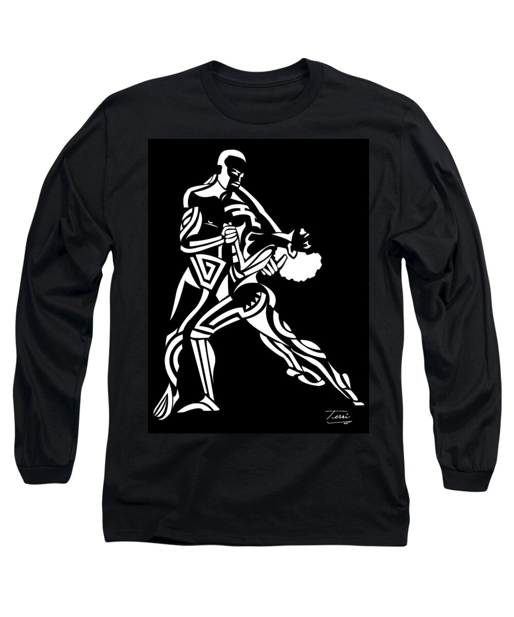Man Long Sleeve T-Shirt featuring the drawing Tribal Dance #1 by Terri Meredith
