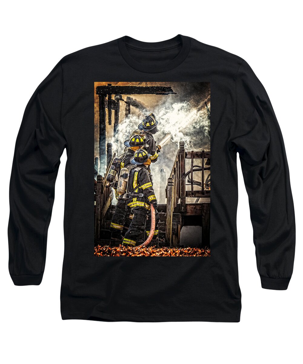 Fire Long Sleeve T-Shirt featuring the photograph Firefighters #9 by Everet Regal