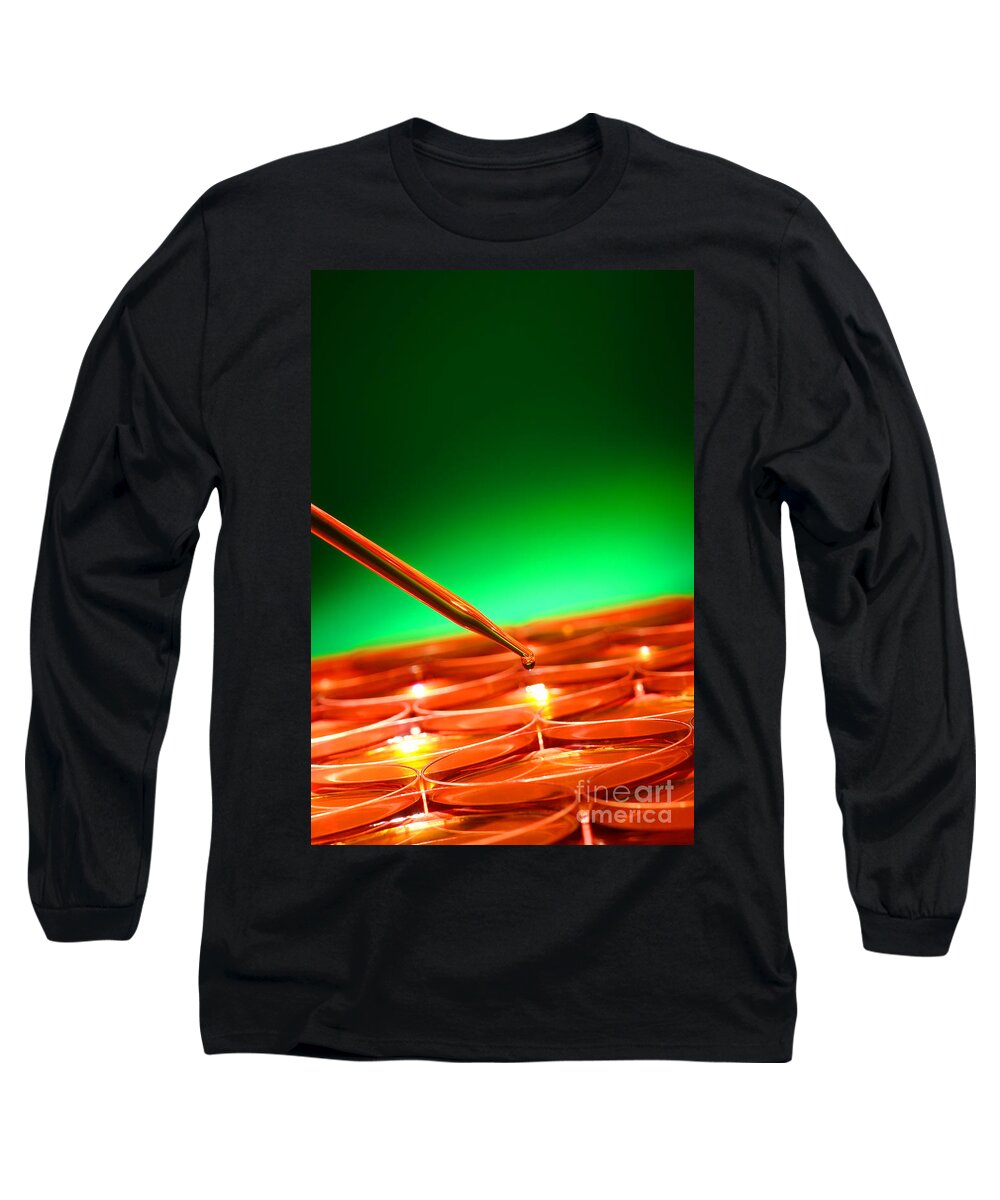 Lab Long Sleeve T-Shirt featuring the photograph Scientific Experiment in Science Research Lab #14 by Science Research Lab