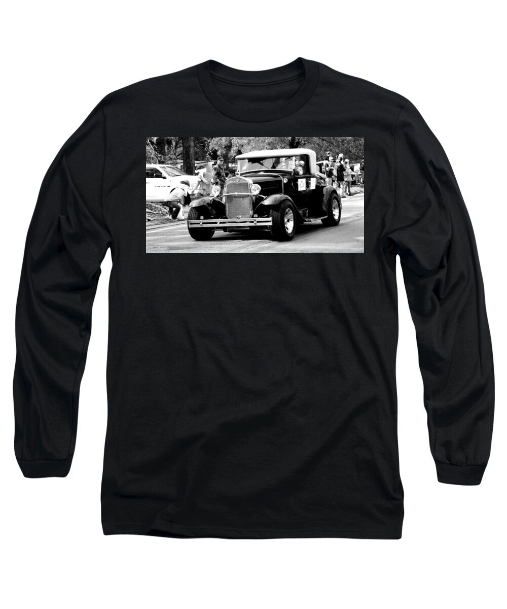 Transportation Long Sleeve T-Shirt featuring the photograph 1934 Classic Car in Black and White by Ester McGuire