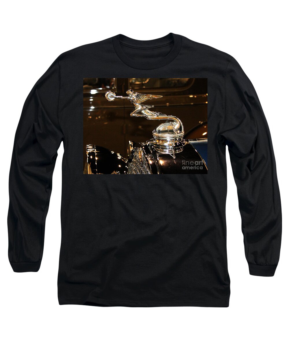 Vintage 1936 Packard Photographs Long Sleeve T-Shirt featuring the photograph 1936 Vintage Packard Car Hood Ornament Fine Art Photography Print by Jerry Cowart