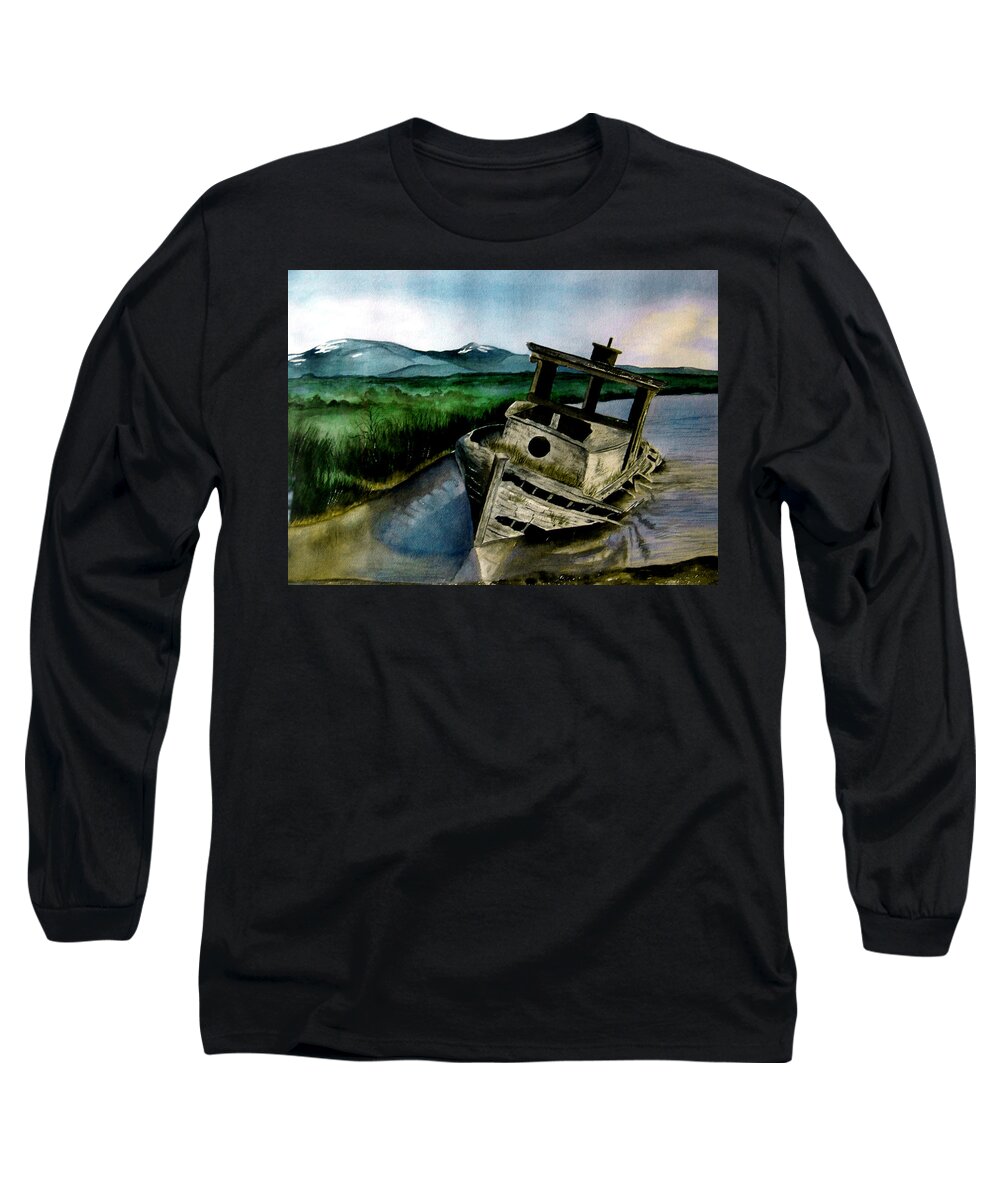 Watercolor Long Sleeve T-Shirt featuring the painting Abandoned #2 by Brenda Owen