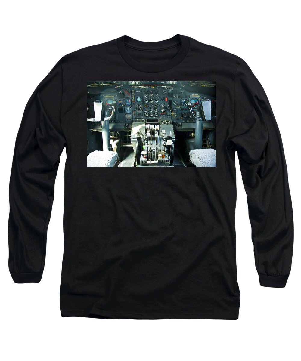 Boeing Long Sleeve T-Shirt featuring the photograph B727 cockpit by Micah May