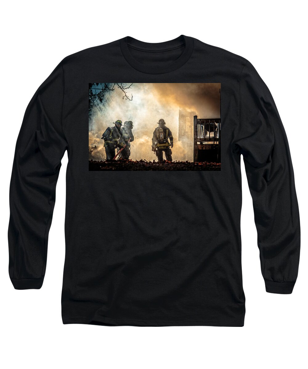Fire Long Sleeve T-Shirt featuring the photograph Firefighters #2 by Everet Regal