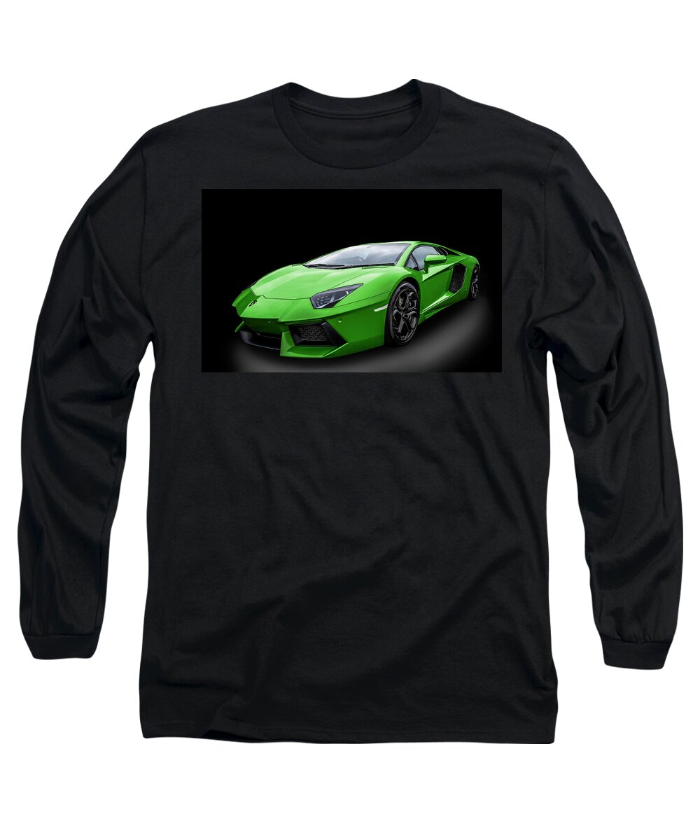 Lamborghini Long Sleeve T-Shirt featuring the photograph Green Aventador #2 by Matt Malloy