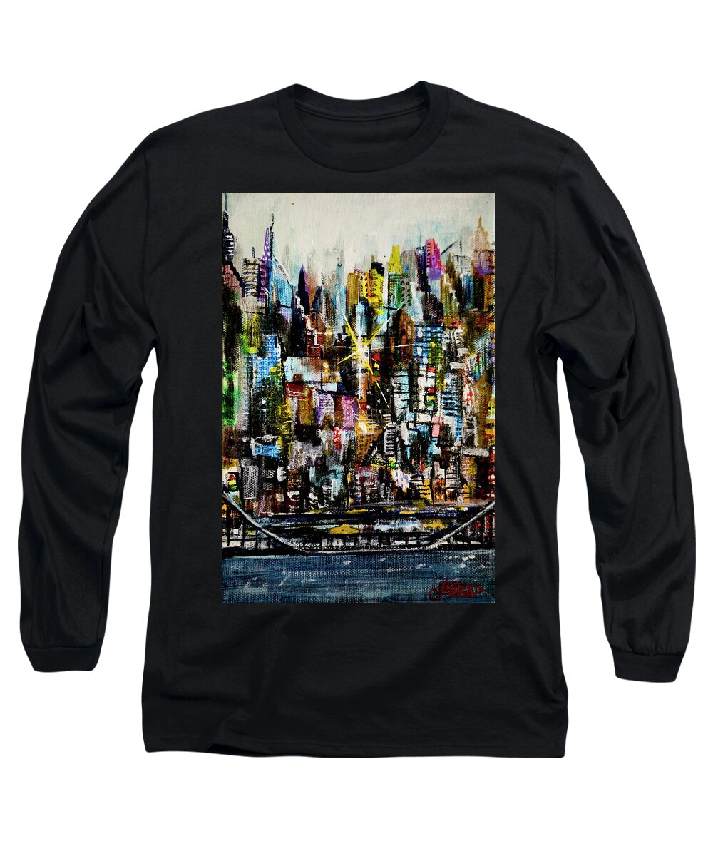 Jack Diamond Long Sleeve T-Shirt featuring the painting Manhattan Morning #2 by Jack Diamond