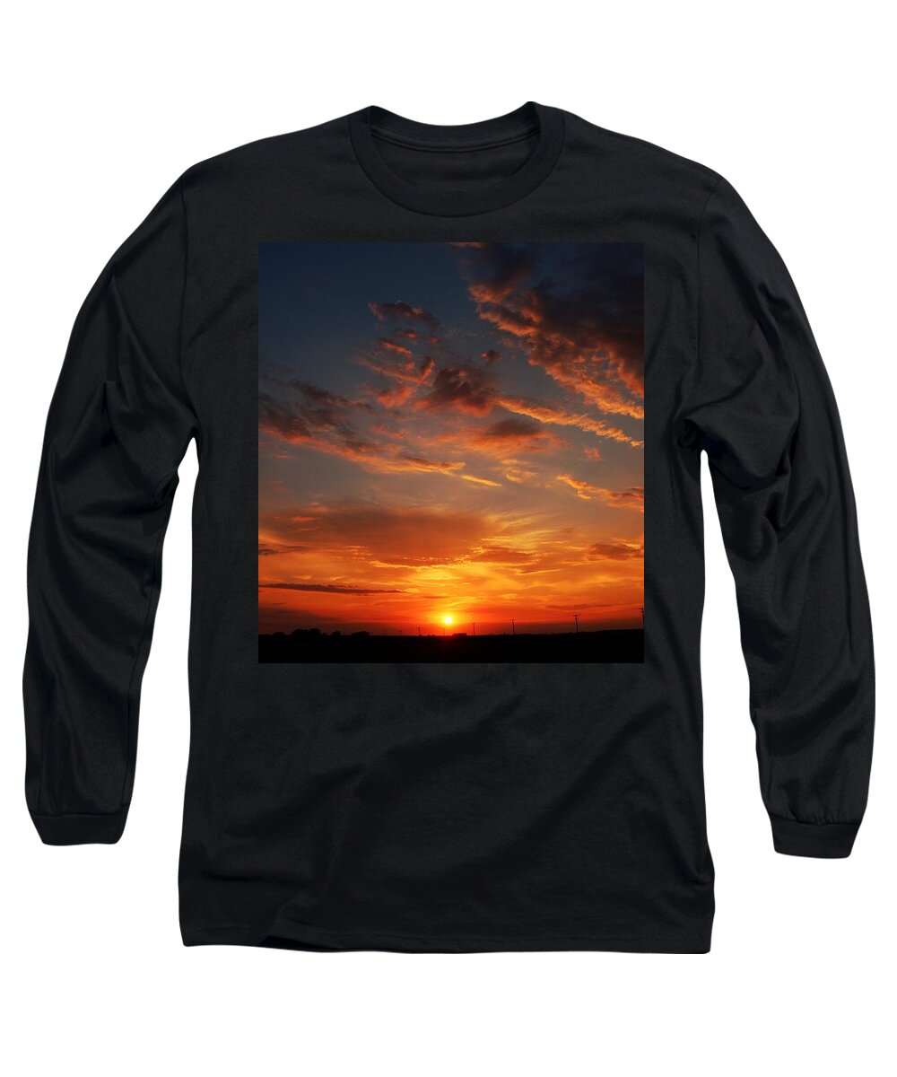 Stormscape Long Sleeve T-Shirt featuring the photograph Nebraska Sunset #3 by NebraskaSC